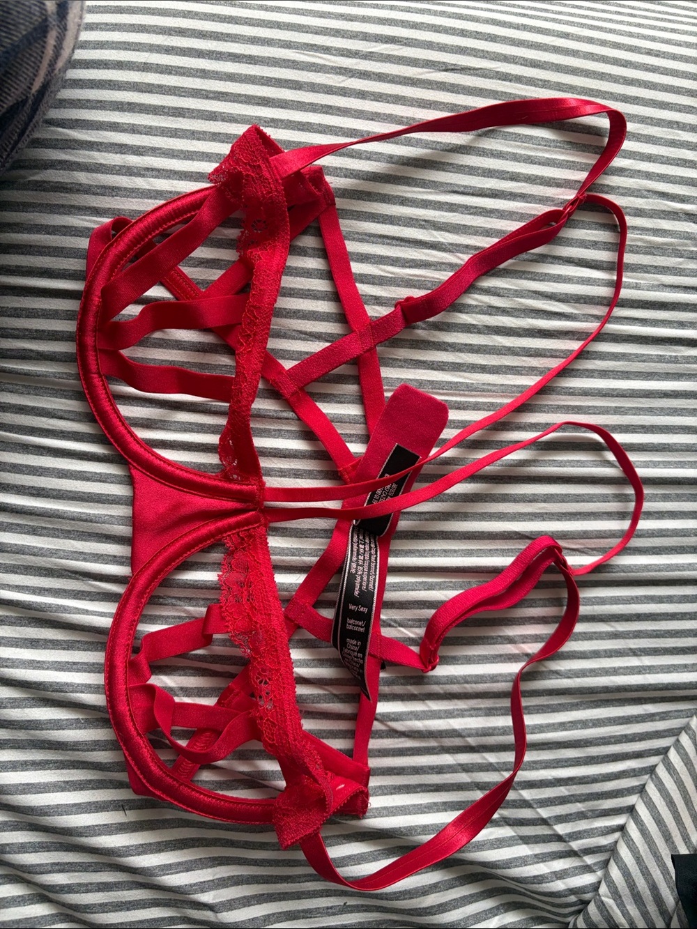 Bright red caged bra